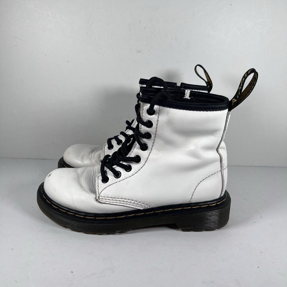 Dr. Doc Martens 1460J Lace Up White Combat Boots Youth Size 12 - Picture 3 of 7